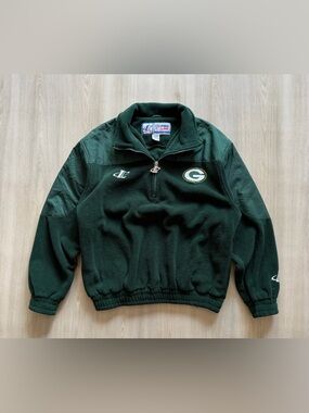 Vintage Green Bay Packers Jacket NFL Quarter Zip Logo Athletic Fleece Sz M